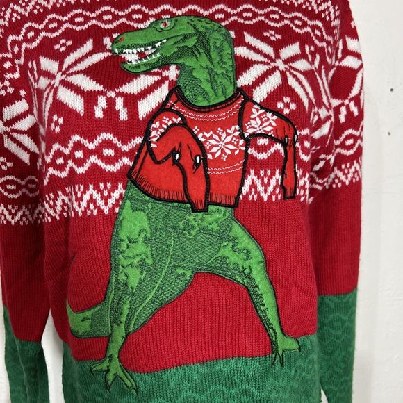 Blizzard Bay  T-Rex Ugly Christmas Sweater Size S - Picture 2 of 13